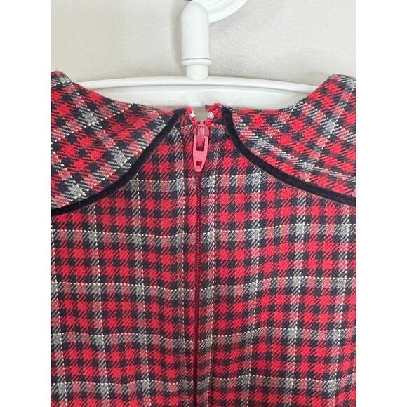 Bonnie Jean Vintage-Style Retro Red Plaid Dress Peter Pan Collar Girls Size 10 - Picture 5 of 8